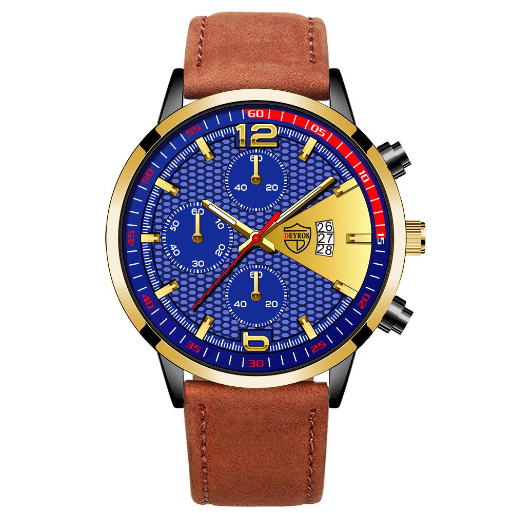 Belt Men'S Watch Trendy Personality Quartz Watch Calendar Luminous