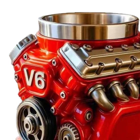 Retro Engine Coffee Mug Resin Mechanical Coffee Cup Collectible 3D Steampunk Beverage Mug for Car Enthusiasts