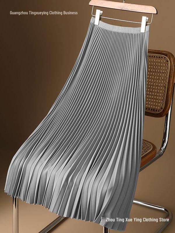 Premium Satin Pleated Maxi Skirt - Plus Size