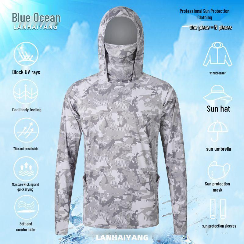 Men's Camouflage Sun-Protective Quick-Dry Ice Silk Fishing Apparel