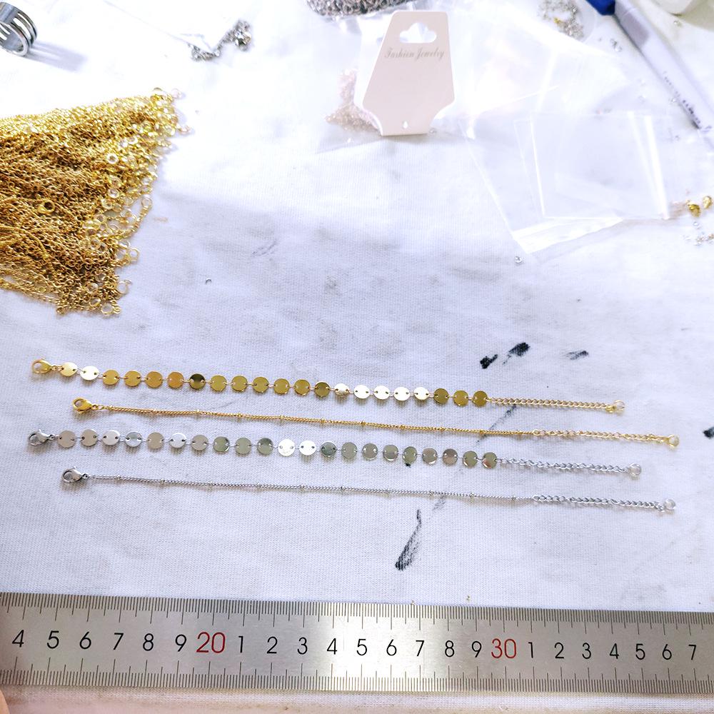 Stainless Steel Double Layer Bead Chain Bracelet Set: Fade-Resistant 18K Gold Round Disc for Women.