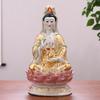 Tusen Pärlor Guanyin Bodhisattva på Lotus Keramisk Staty - Sydkinesiska Havet Hemdyrkan Prydnad