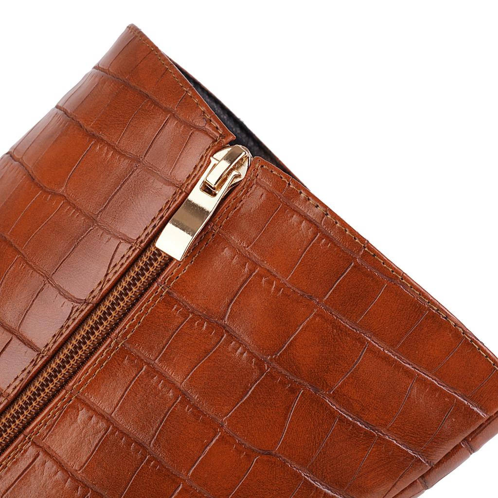 Krazing Pot PU Autumn Winter Shoes Super High Heels Stone Patterns European Design Platform Keep Warm Thigh High Boots