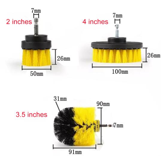 3Pcs Home Bathroom Kitchen Floor Tile Cleaning Scrubber Attachment Drill Brush