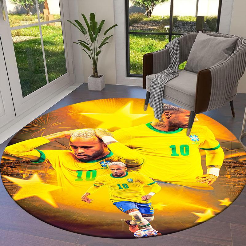 Neymar Round Area Rug,Carpet Rug for Living Room Bedroom Sofa Playroom Decor,Non-slip Floor Mat