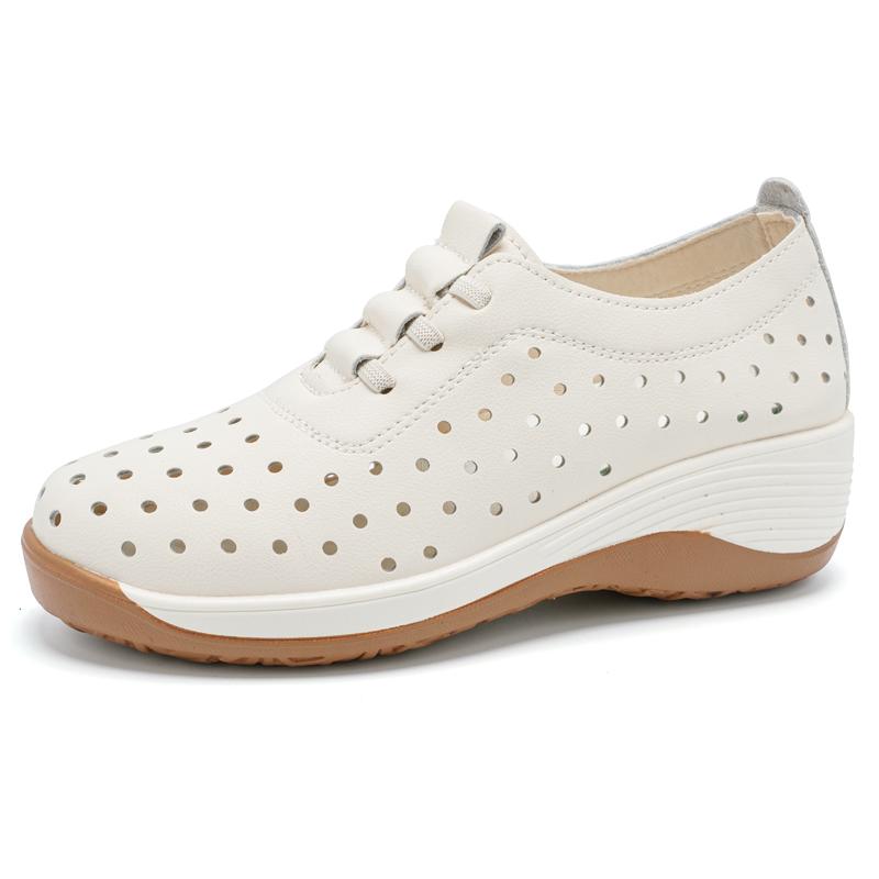 Новый стиль перфорированные дышащие женские летние повседневные туфли на танкетке и толстой подошве 35 2400₽