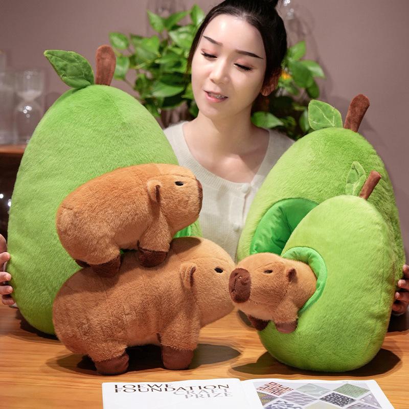 Creative Capybara Avocado Pillow Plush Toy Doll Cute Capybara Doll Children Accompany Soothing Doll