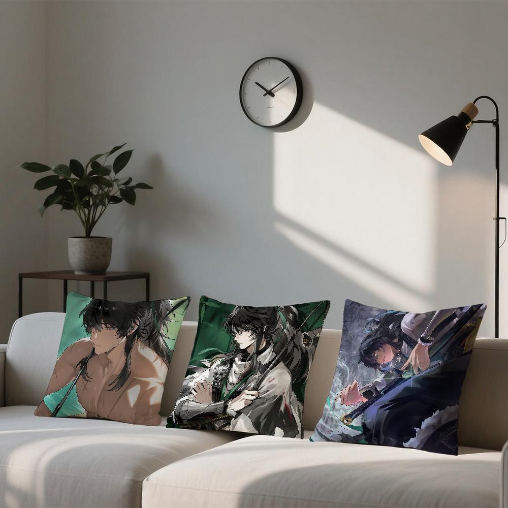Game Wuthering Waves Qiuyuan cushion cover Square Sofa Cushion Cover Casual Skin-Friendly Comfortable Pillow Cover