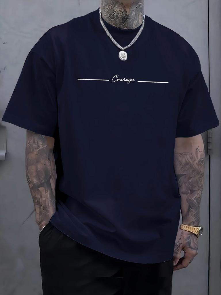 Mut Einfach Linie Bedruckte Herren T-Shirts Baumwolle Atmungsaktiv Kurzarm Trendige Lockere Kleidung Sommer Weich Mode T-Shirt