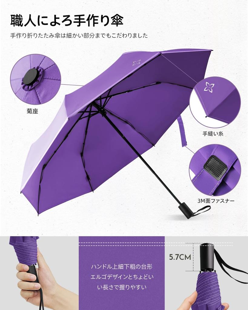 Lilac Folding Water Suitable for Heavy Rainy 8 Water Easy To UV Day Umbrella, Large, Compact, Strong, Durable, Repellent, Windproof, Rain, Season,