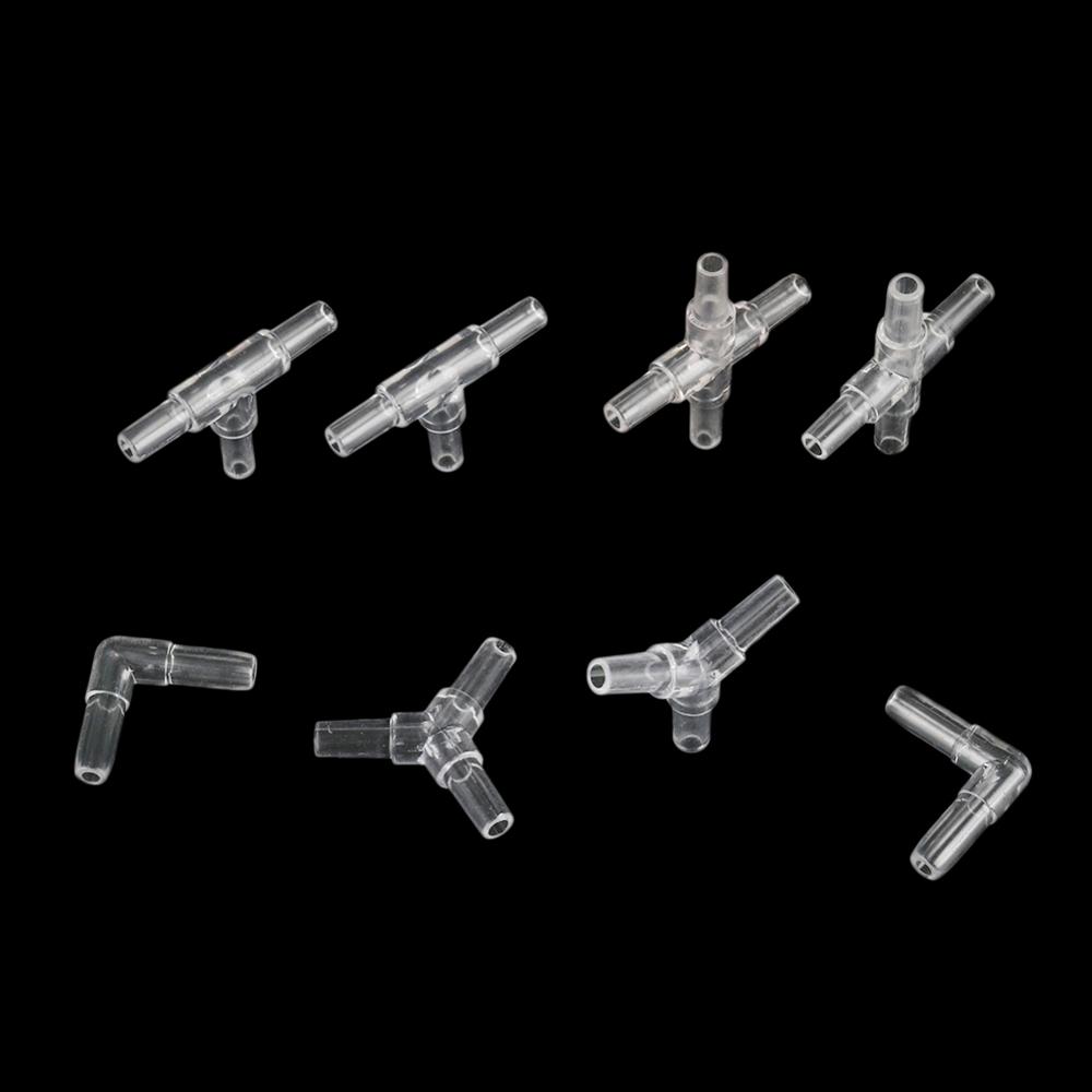10 Pcs Hose Equal Transparent Acrylic Connectors Tee/Cross/Elbow/Y Shaped Air Tubing Connectors Aquarium Pipe Accessories