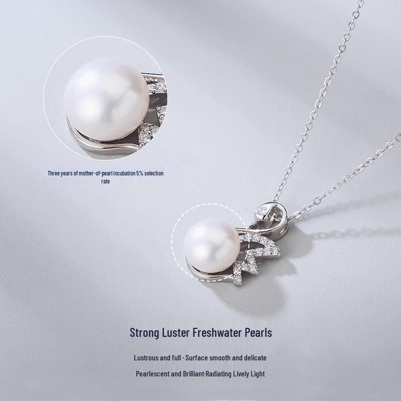 Collier Cygne et Perle d'Eau Douce en Argent Sterling - Design Luxueux à Chaîne Clavicule pour Femme