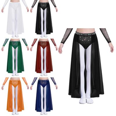 Breathable Lyrical Dance Skirt for Girls: Features Open Front, Sheer Mesh for Movement & Built-in Briefs for Coverage