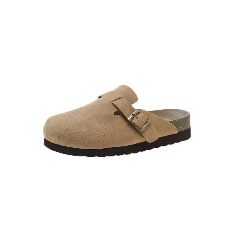 2024 British-Style Women's Birkenstock Closed-Toe Half-Slippers: Thick-Soled, Slip-On Shoes for Spring and Autumn Outdoor Wear