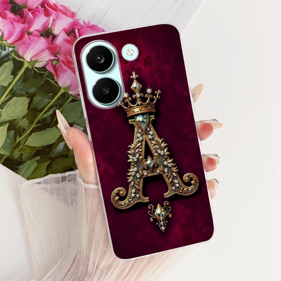For Xiaomi Poco X8 Pro Royal Crown Initial Letter Couple Phone Case For POCO X8 Pro Max X8Pro 5G Soft Silicone TPU Bumpers