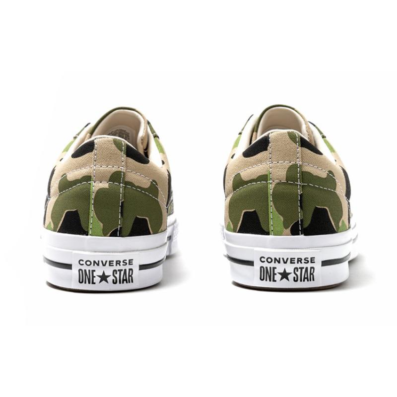 Converse One Star Series Comfortable Stylish Camouflage Low-top Canvas Shoes Unisex Green
