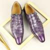 Fashion Wholesale Men's Leather Shoe Handmade Crocodile Pattern Engraved Office Business Wedding Party Fashion Shoe Leather Shoes Purple