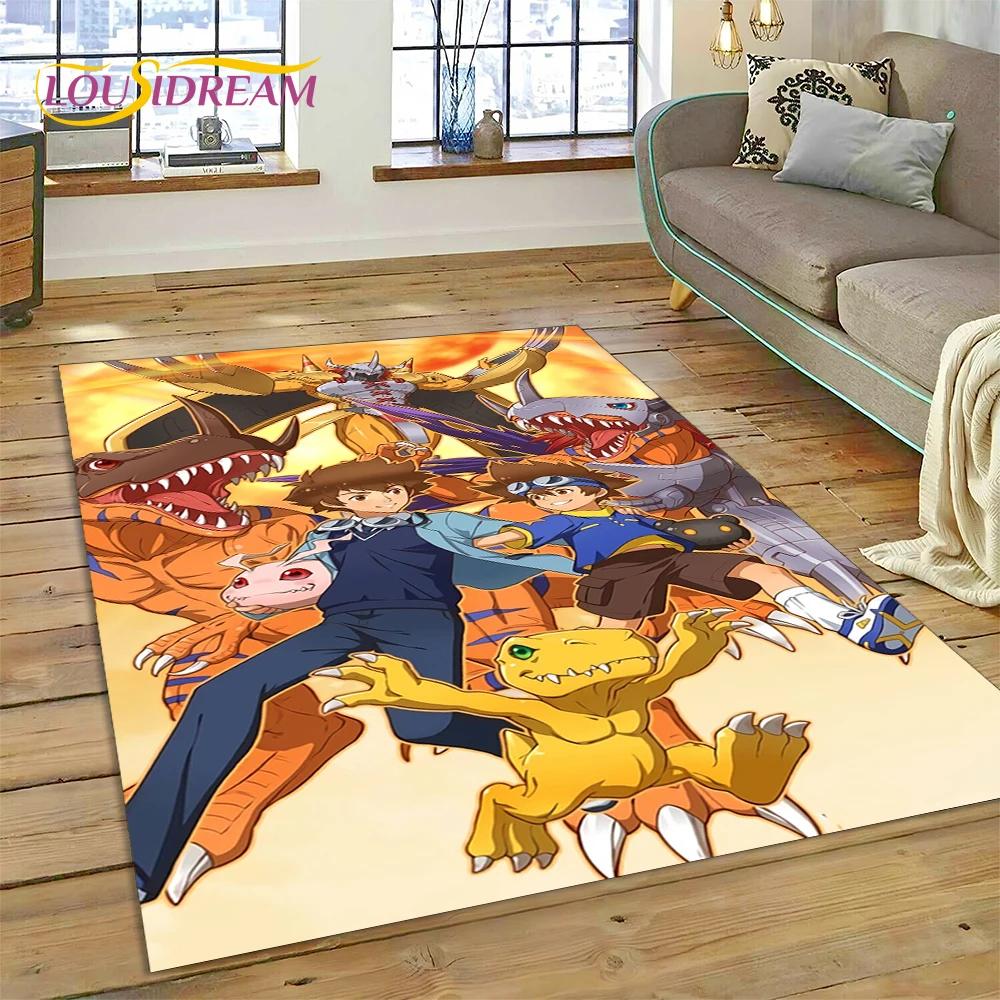 Retro Digimon Adventure Monster Cartoon Carpet Rug for Bedroom Living Room Home Sofa Decoration,Child Game Large Decor Floor Mat