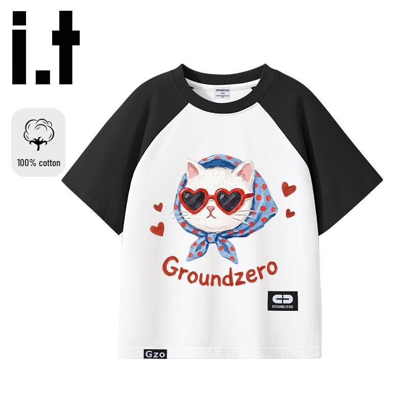 GROUND ZEROit Girls  Color-Block Cotton Raglan Short Sleeve T-Shirt 150