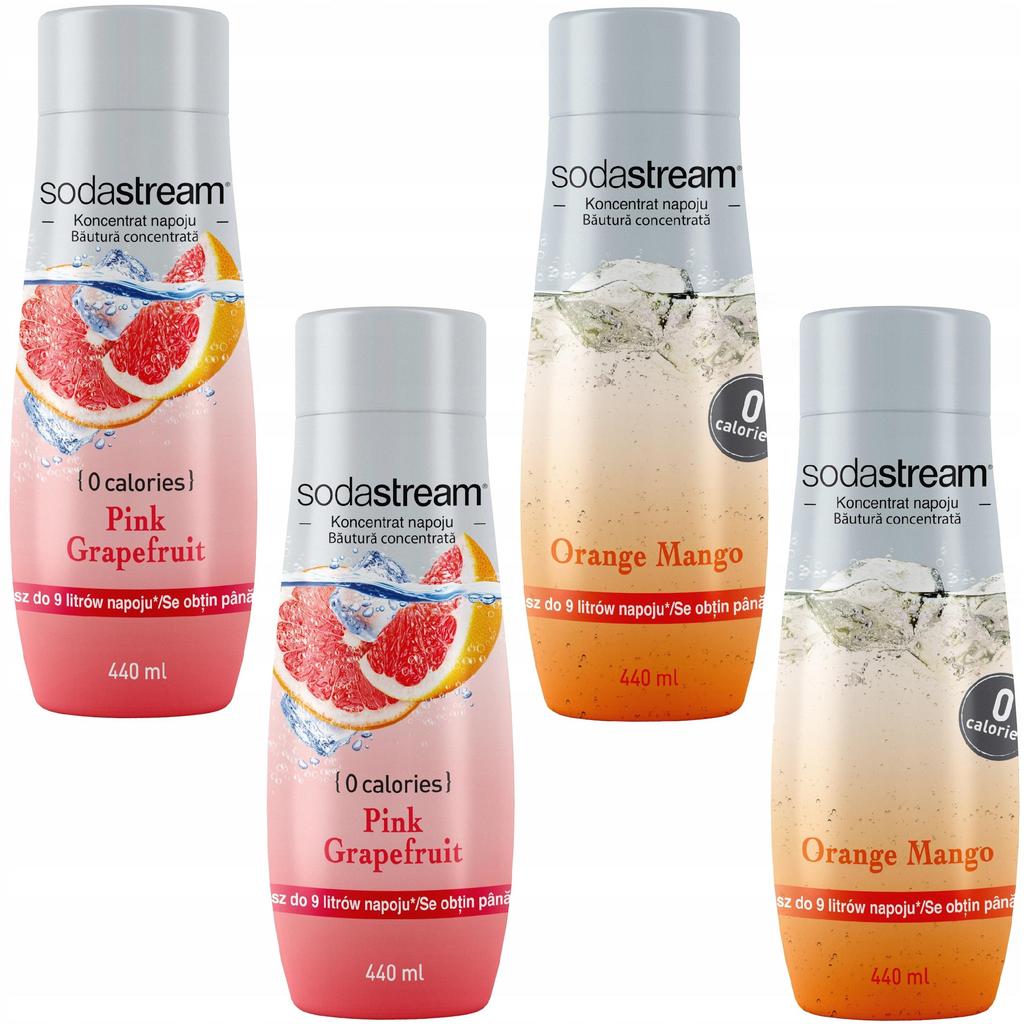 Set of 4 SodaStream Concentrates 2x (Grapefruit+Orange-Mango)