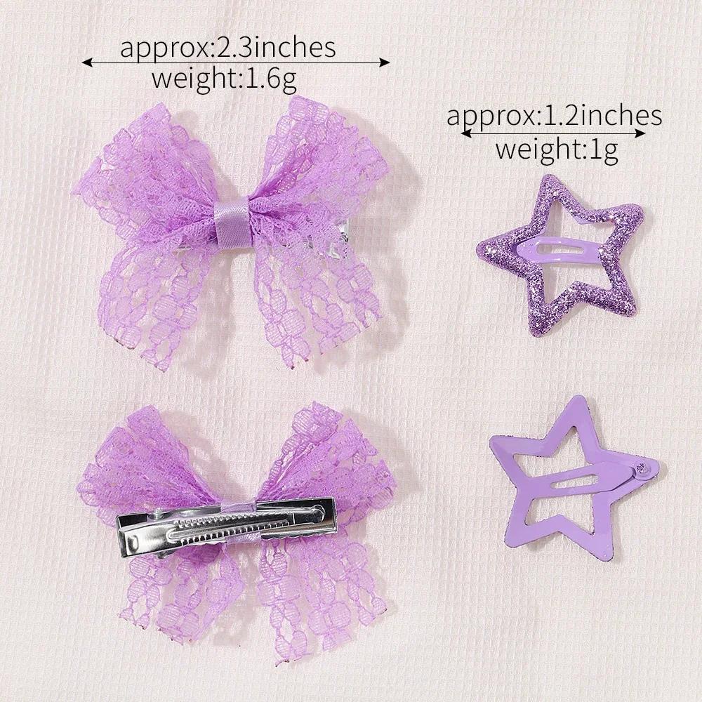 6pcs/set Sweet Sequins Bows BB Clip Set for Girls Star Butterfly Hair Clips Cute Hairbangs Side Hairpins Gripes Hair Accessories