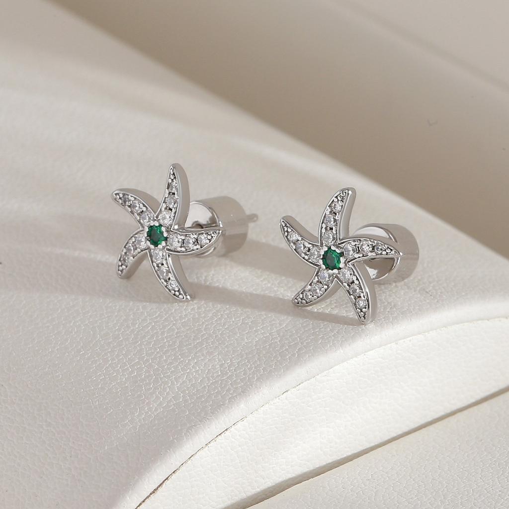 Embedded Zircon Double-layered Shell Stud Earrings - Luxurious and Exquisite Ear Accessories for Women