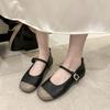 One word with retro light mouth Mary Jane shoes 2025 new summer silver evening wind soft sole French flat sole shoes women