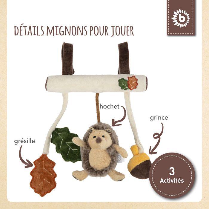 Bieco chaîne pour poussette design hérisson | env. 30x21 cm | chaine de poussette | pendentif arche de jeu | mobile jouet bébé