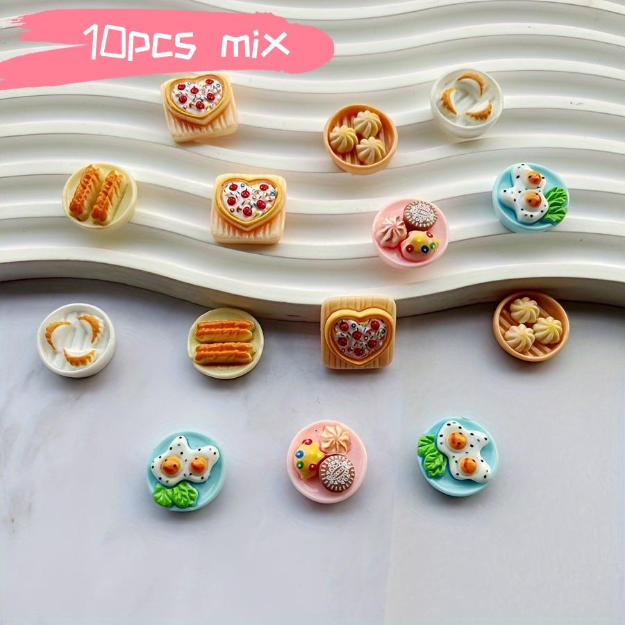

10-piece miniature dessert charm, resin food-themed pendant, suitable for DIY jewelry making, keychain accessories, and desktop