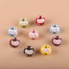 2pcs With Hole Cat Ceramic Ornament Colorful Blessing Cat Beads Cat Ceramic Beads  Jewelry Making