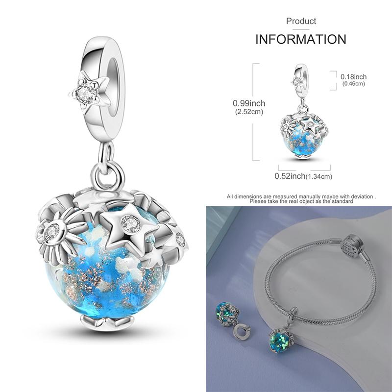 Blue Series Original Copper Lucky Charms Crystal Pendants Beads Fit Original Bracelets For Women Diy Jewelry Gift