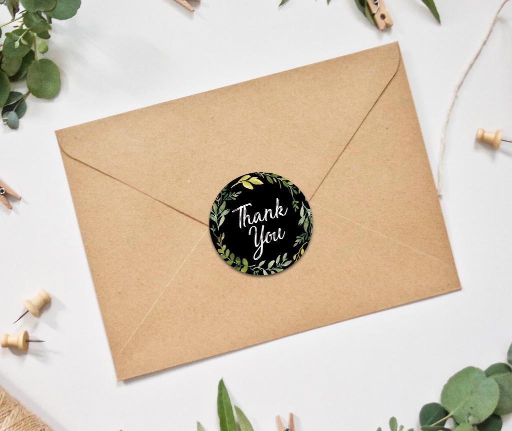 Darling Souvenir Personalized Floral Border Elegant 1.6 Inches Round Thank You Stickers DIY-45