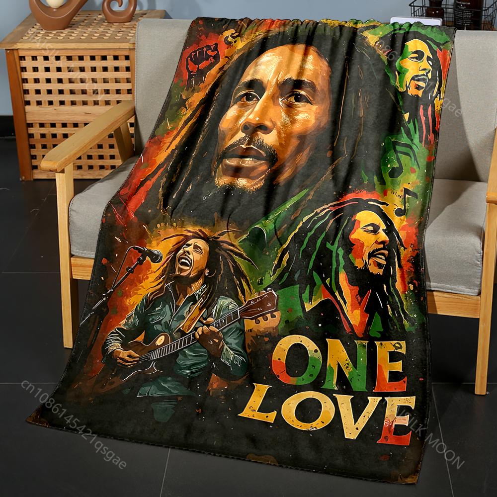 

Multiple sizes Rock music and peace Pri nt Blanket Flannel Material Soft Warm for All Seasons Home Outdoor Camping Picnics RV 75x90cm