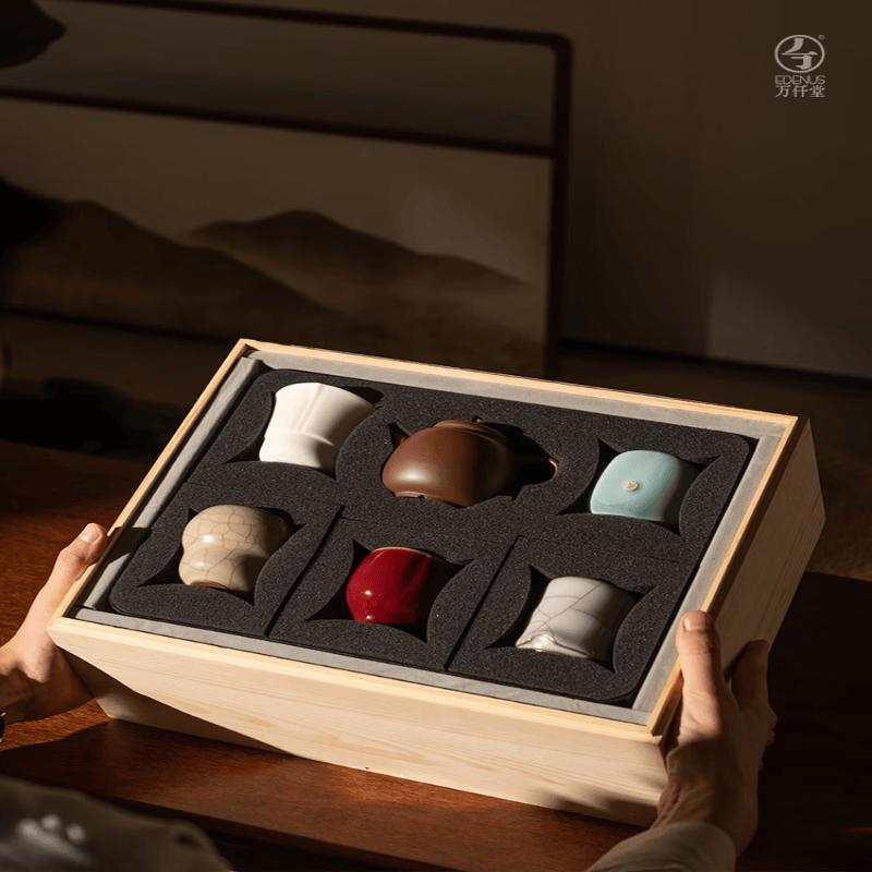 Edenus Ru Kiln Ceramic Master Tea Cup Collection Gift Box