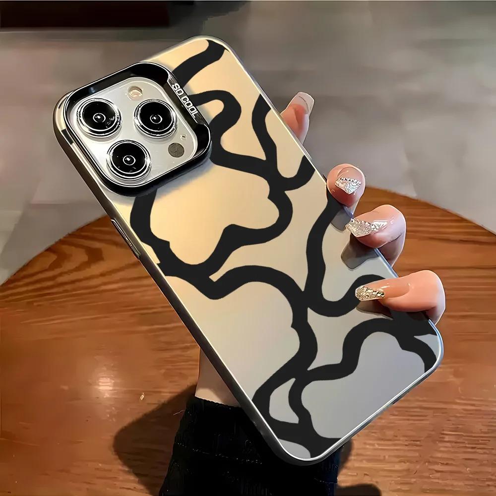 Phone Case For iPhone 1716 ProMax 15 14 13 12 Plus 11Luxury Irregular Lines Fashion Matte Aurora Laser Gradient Shockproof Cover