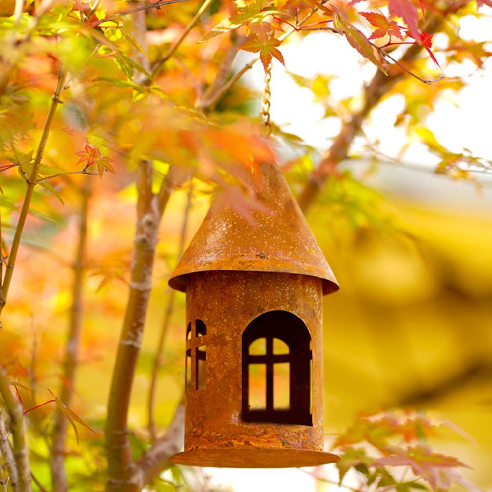 1pcs Rustic Metal Castle Candle Holder Rusty Castle Candlestick House Landscape Decoration House Decorations And Pendants