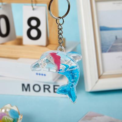 Kawaii Delphin Schlüsselanhänger für Autoschlüssel, schwimmende Flüssigkeit, süßer Wal, Ozean-Anhänger, Zubehör, Schlüsselanhänger, Damen, Taschenanhänger