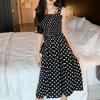 Fashion  Women Loose None Sleeve  Polka Dot Shoulder Plus Size Casual Dress
