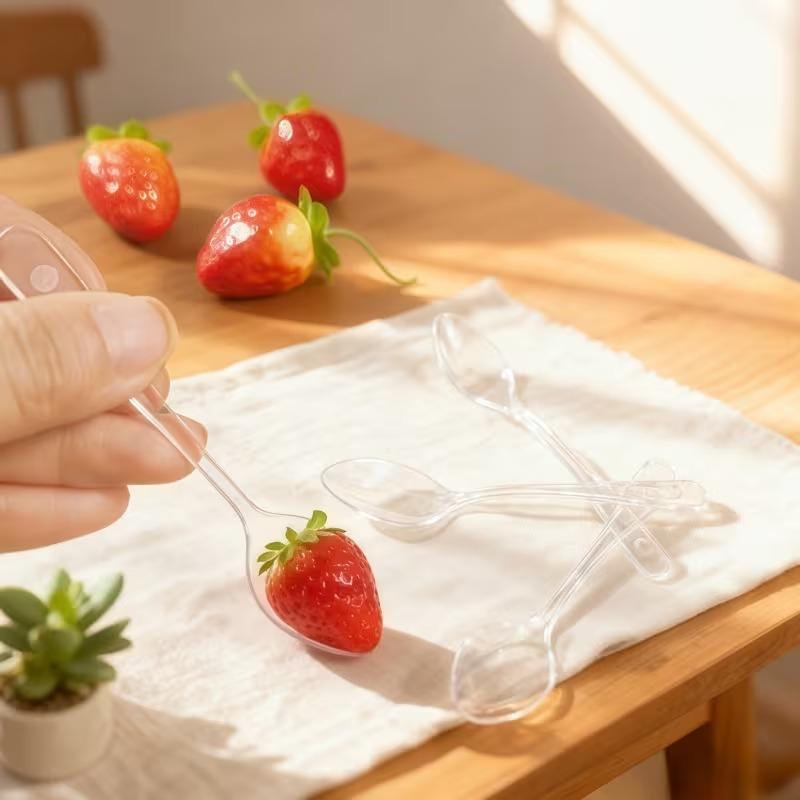 Clear Mini Spoons for Desserts Small Plastic Tasting Spoon Disposable Spoons Tiny Plastic Serving Utensils For Party Supplies