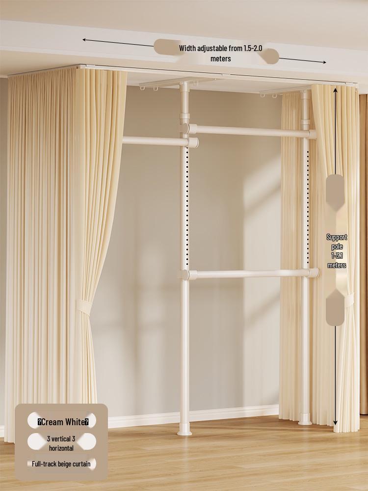 Floor-Standing Clothes Rack: Bedroom Hanger, Retractable Drying Rod, Coat & Hat Rack.
