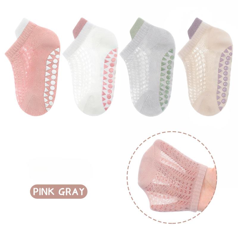

Легкие хлопковые нескользящие детские носки-батуты для младенцев и малышей Напольные носки 4 пары сетчатых носков-лодочек с точечным клеем L