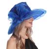 Women Sun Hat Organza Bowknot Decor Wide Brim UV Protection Hat Lightweight Breathable Foldable Tulle Hat Headwear