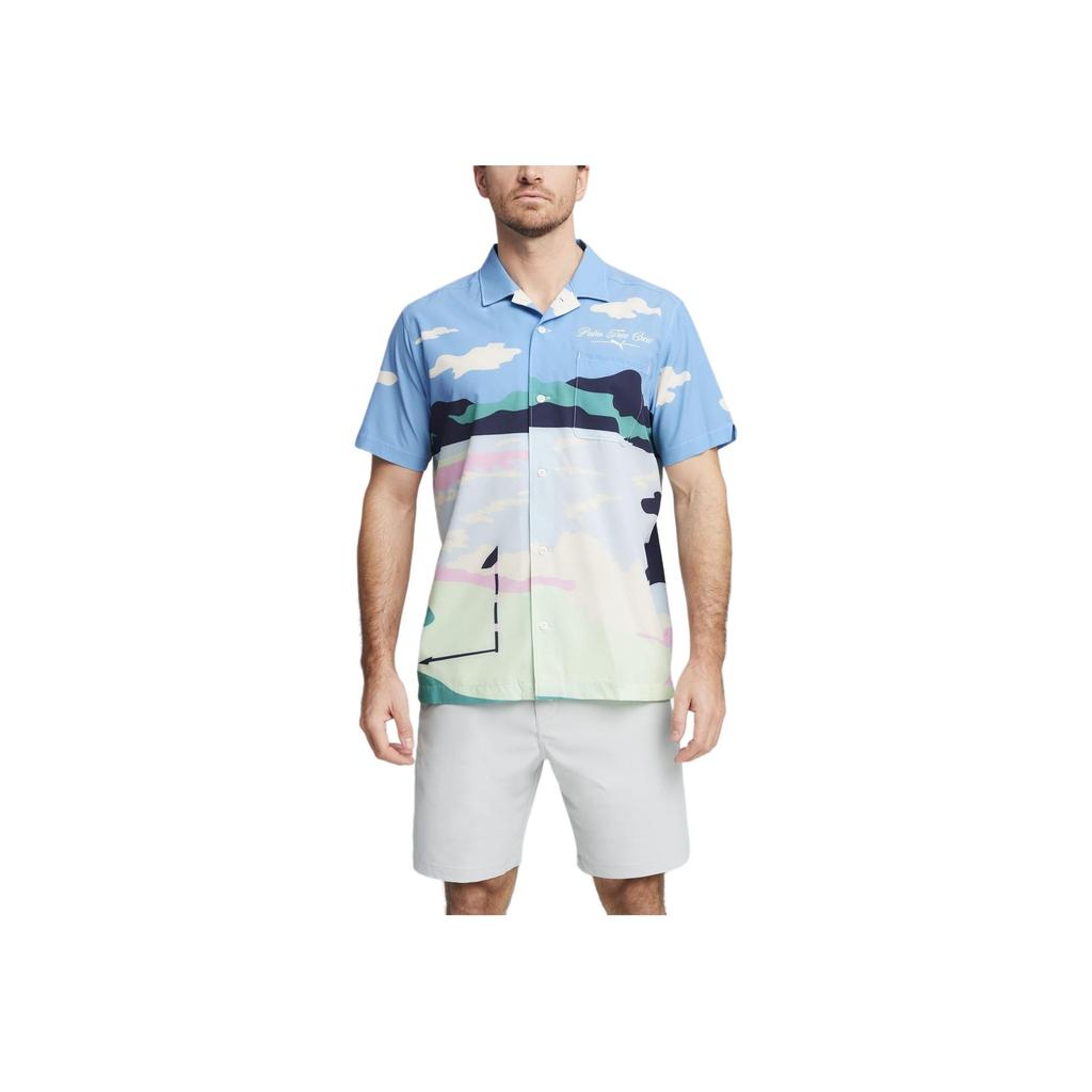 Puma X The Palm Tree Crew Ptc Pullover Colorato a Manica Corta Camicie da Uomo Blu Imperiale 623961-01