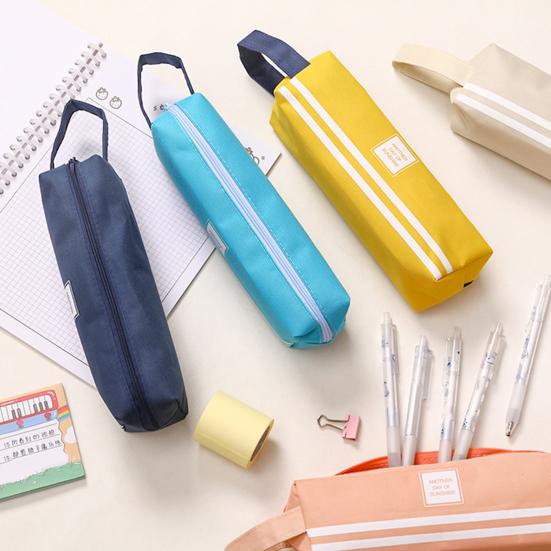 Tragbare Leinwand-Federtasche mit Griff Große Kapazität Schreibwarentasche Schüler-Stifte-Organizer für Stifte Marker Lineale Schulanfangsgeschenke