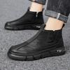 Men's Fashion Leather Boots Four Seasons Outdoor Casual Hiking Boots High-top Work Boots Anti-skid Zipper Ankle Boots 2025 New