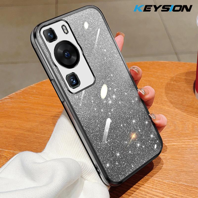 

KEYSION Luxury Plating Glitter Phone Case for Huawei P60 Pro Transparent Soft TPU Shockproof Back Cover for Huawei P60 Pro for Huawei P60 Pro чёрный