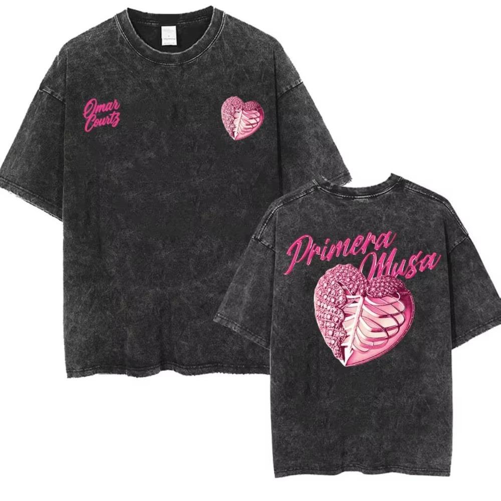 

Hot Sale Oversized Tshirt Omar Courtz Primera Musa Album Tour Graphic T Shirts Unisex Women Vintage Washed Gothic Hip Hop Tshirts 2XL