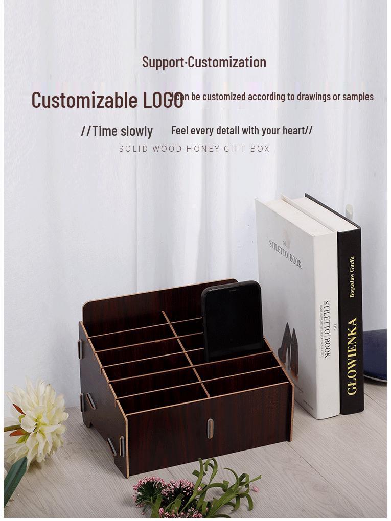 Classroom & Conference Room Mobile Phone Storage Box with Tempered Film and Multi-Grid Compartments.