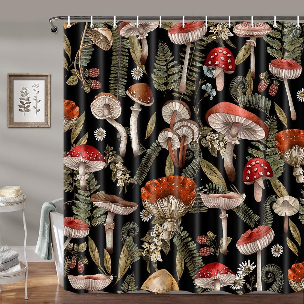 Curtains for Bathroom Pink Watercolor Peonies Decorative Bath Curtain Aesthetic Flowers and Green Leaves Art Bath Set Bathroom