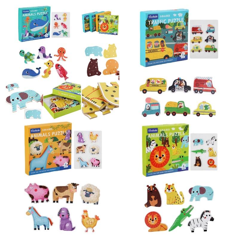 Wooden Puzzle Set Farm Forest Ocean Traffic Themes